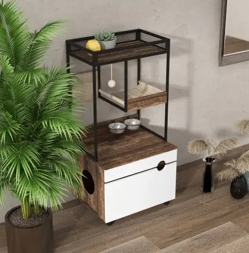 Cat Litter Enclosure with Tree Tower
