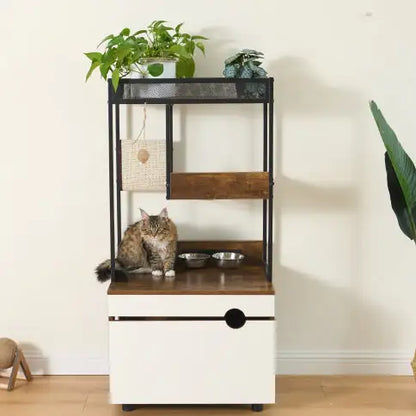 Cat Litter Enclosure with Tree Tower