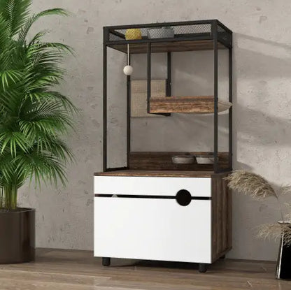 Cat Litter Enclosure with Tree Tower