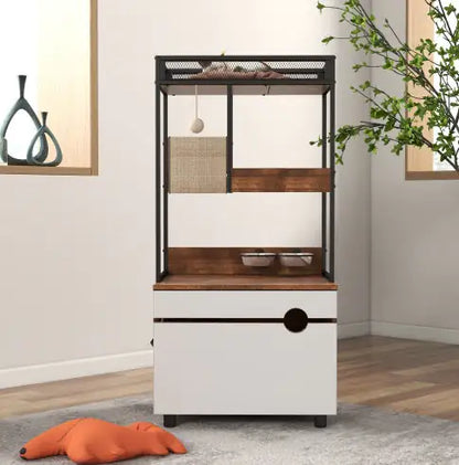 Cat Litter Enclosure with Tree Tower