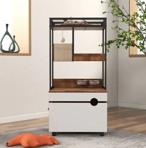 Cat Litter Enclosure with Tree Tower