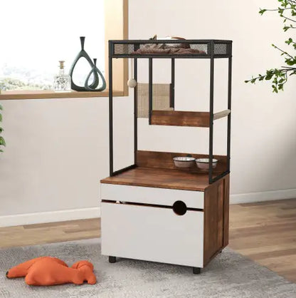 Cat Litter Enclosure with Tree Tower