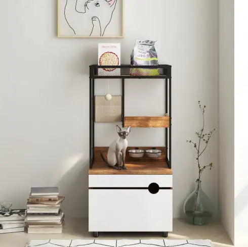 Cat Litter Enclosure with Tree Tower